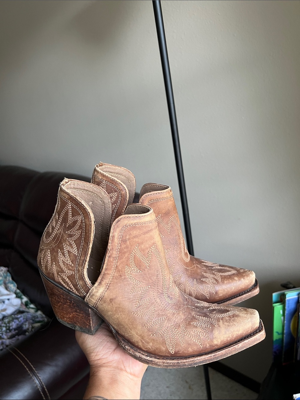 Ariat Brown Leather Western Ankle Boots